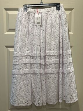 Olivia Rohde White Eyelet Tiered Skirt